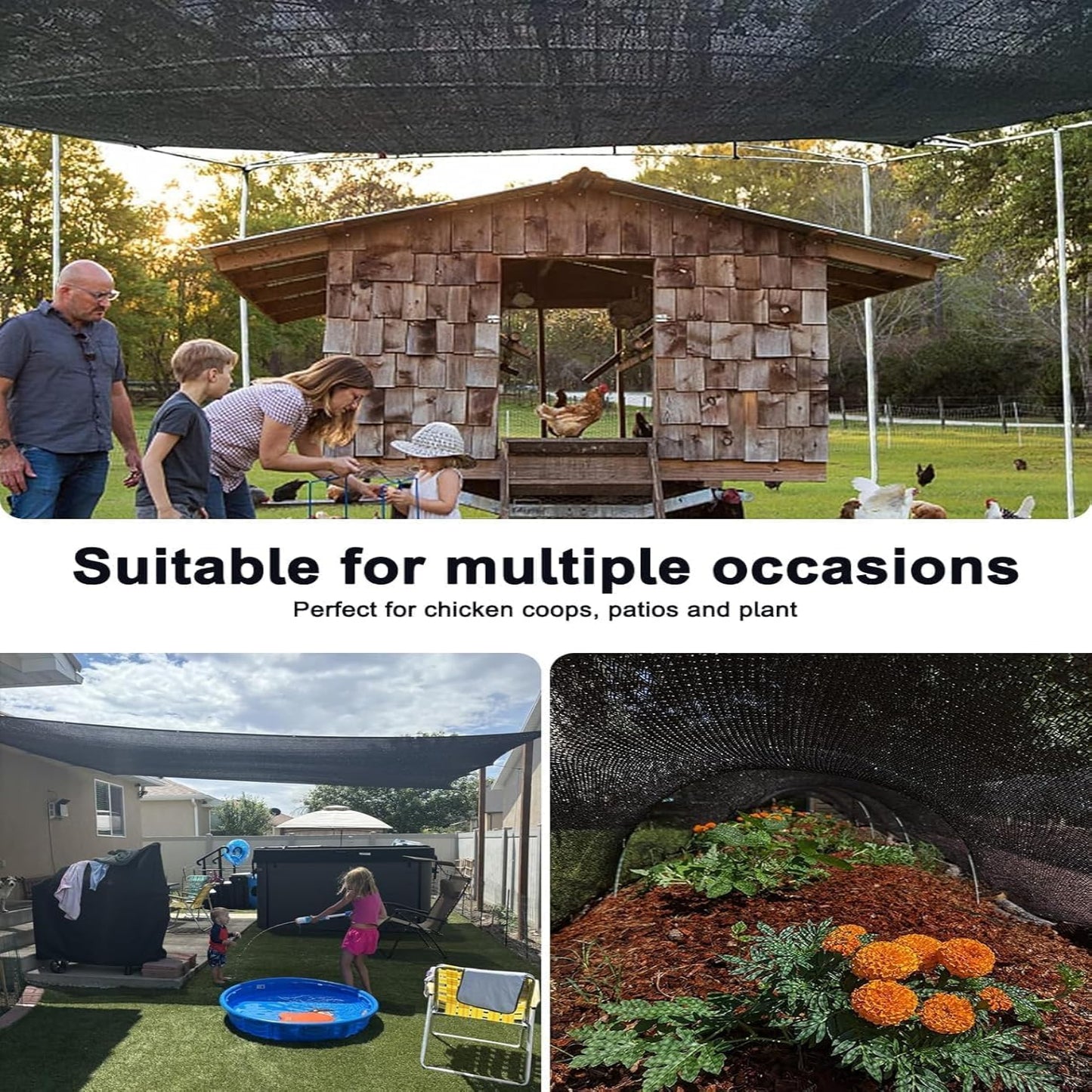 Shade Cloth, Tear-Resistant Sun Shade Net with Grommets | 90% UV Block