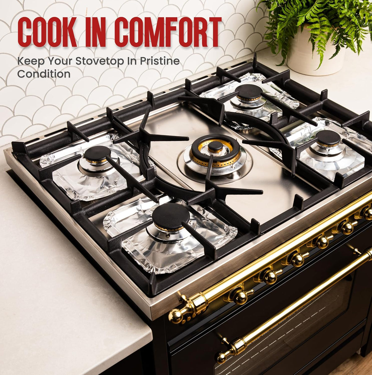 Gas Stove Disposable Burner Liner, Aluminum Foil Burner Cover-10Pack