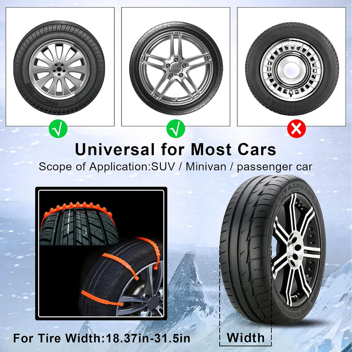 10Pack Emergency Anti-Skid Traction Chains, Reusable Snow Tire Chains for Trucks & SUVs