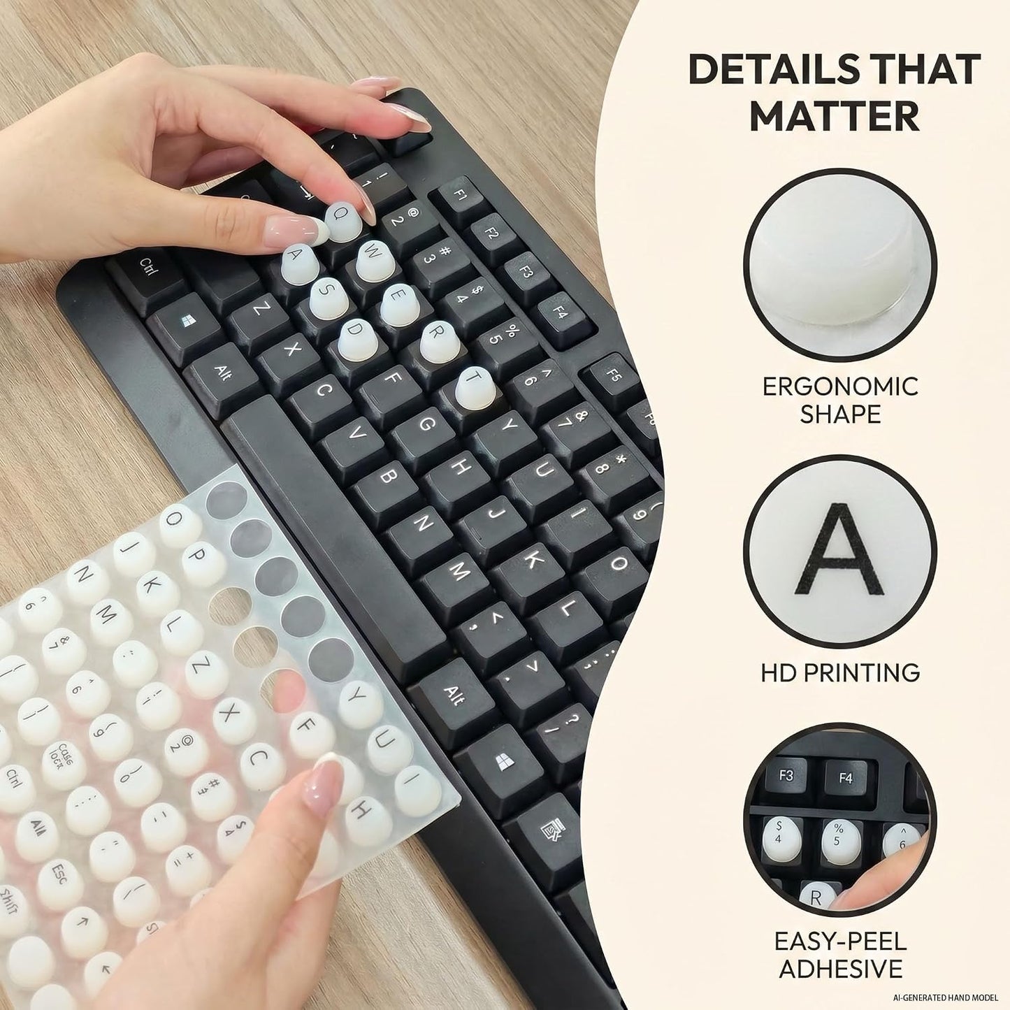 Keyboard Stickers for Long Nails