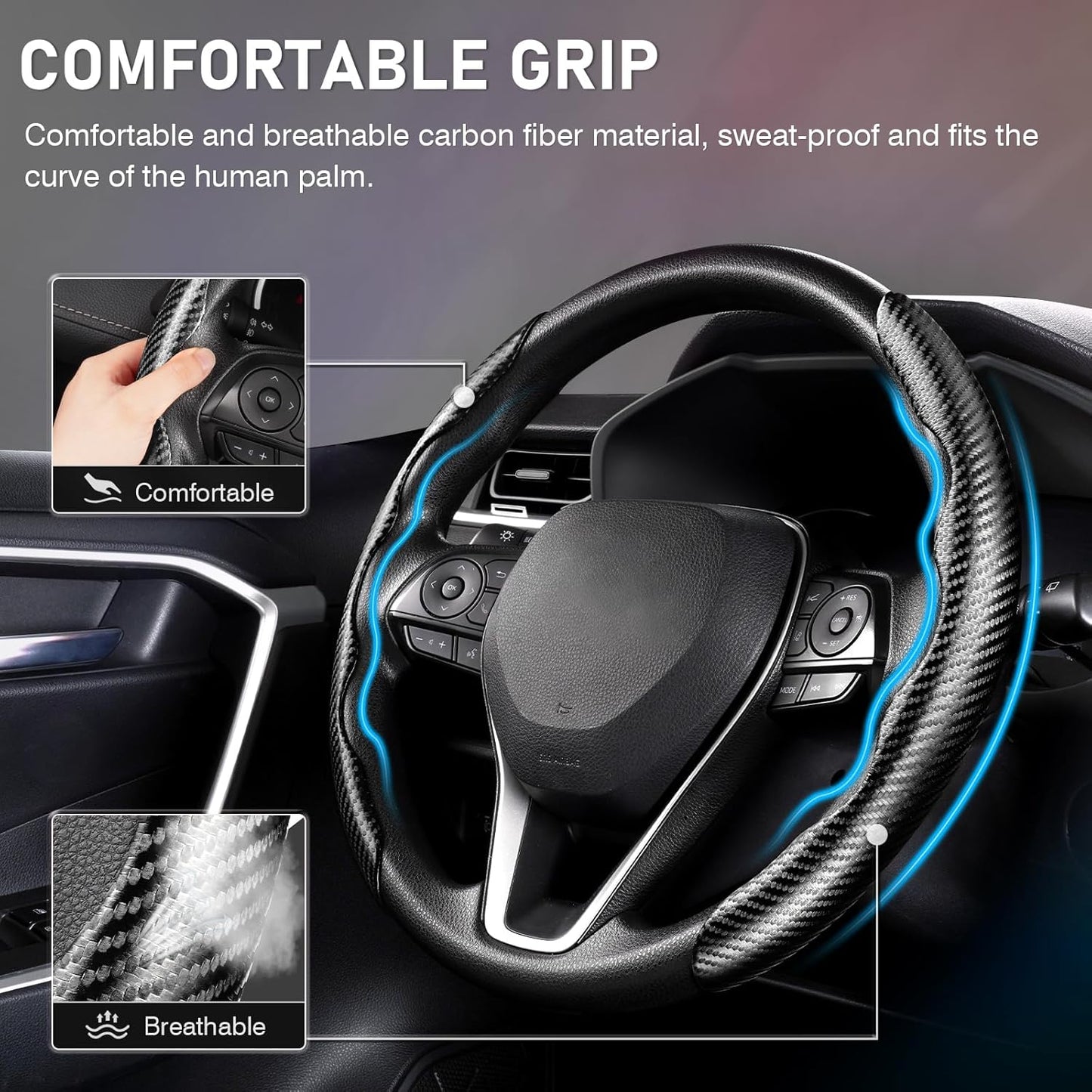 1 Pair Carbon Fiber Anti-Slip Protector, Universal Fit for Most Cars/SUVs