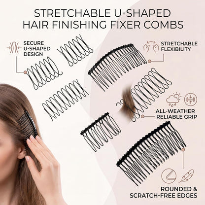 12 Pcs Toothed Hair Clip Comb, Metal Side Comb, U-Shaped Hair Styling Comb