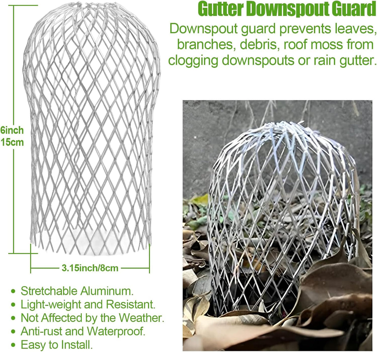 6-Pcs Water Pipe Protective Cover - Retractable Leaf Filter