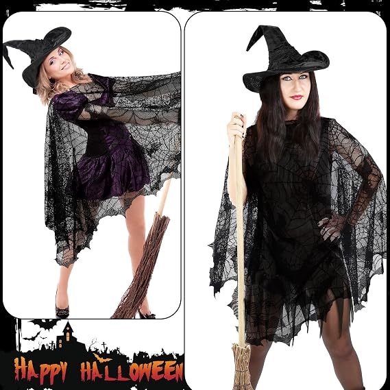 Black Magic Spider Web Bat Cloak - Halloween Cosplay Shawl