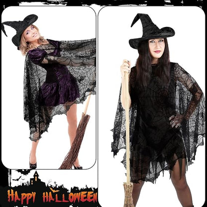 Black Magic Spider Web Bat Cloak - Halloween Cosplay Shawl
