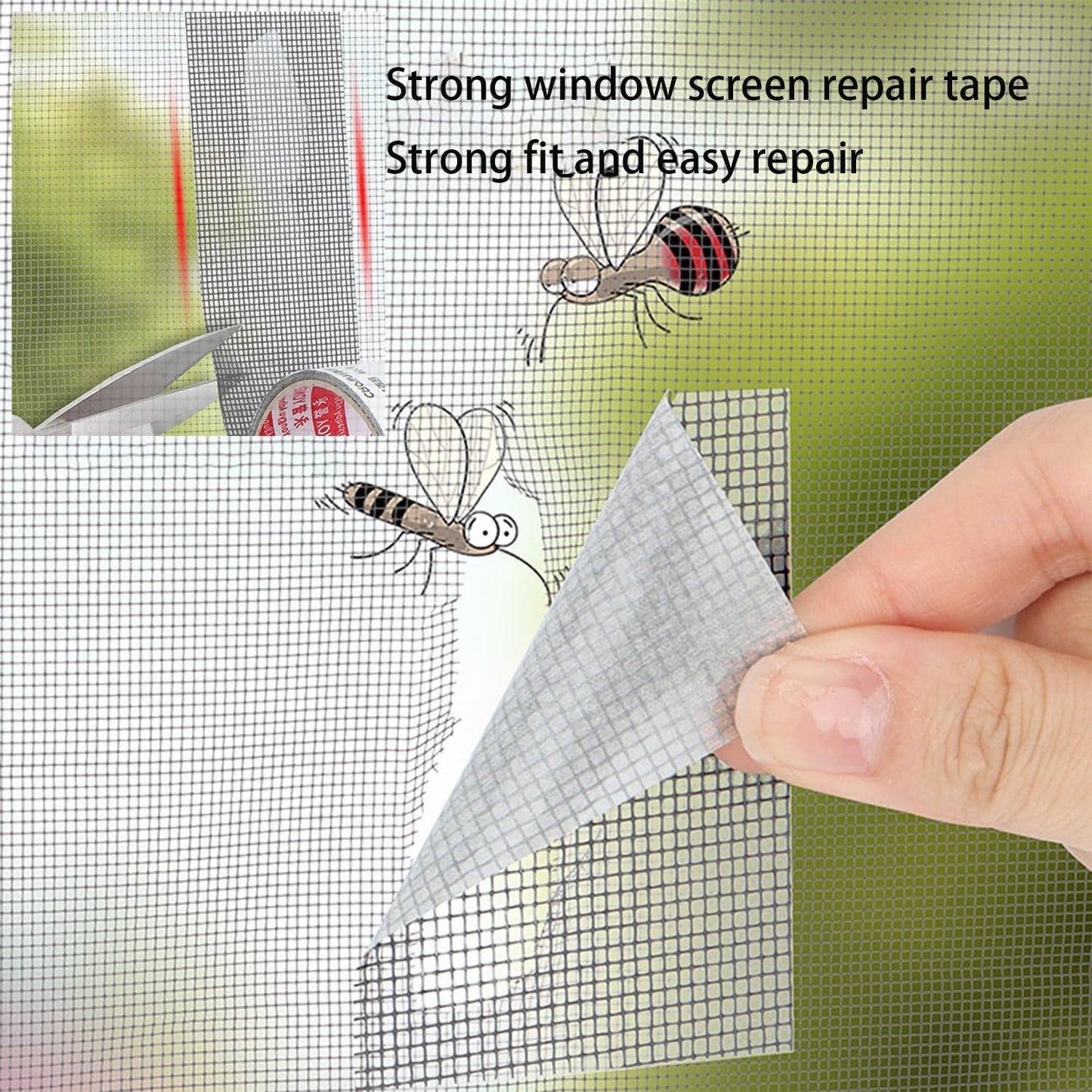 Strong Adhesive Fiberglass Covering Mesh Repair Patch Tape for Window Door Tears Holes