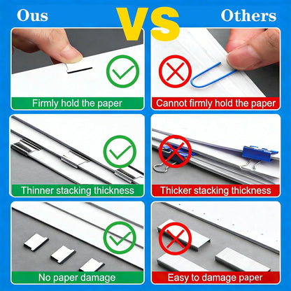Handheld Paperclip Dispenser Set With 50 Refill Clips, Metal Folder