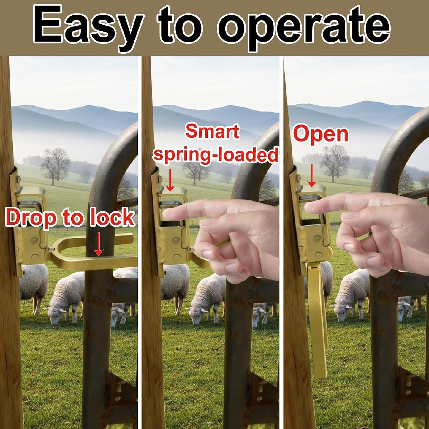 Self-Locking Gate Bolt—Heavy-Duty, One-Handed Operation Bolt
