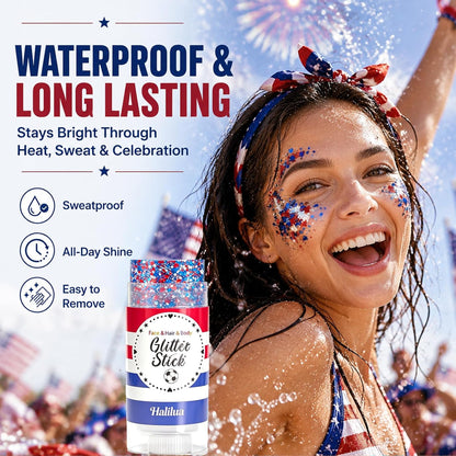 Patriotic Body Glitter Stick, Red White and Blue Glitter Stick