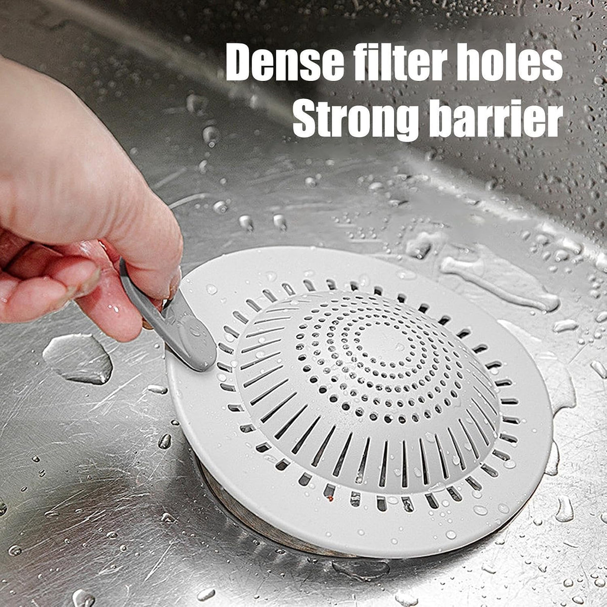 2 Pcs Silicone Drain Strainer, Pull-Tab Hair Catcher for Bathroom & Kitchen