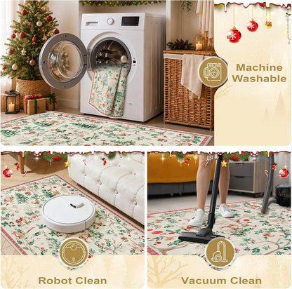 Christmas-themed Rug - Machine Washable, Non-Slip