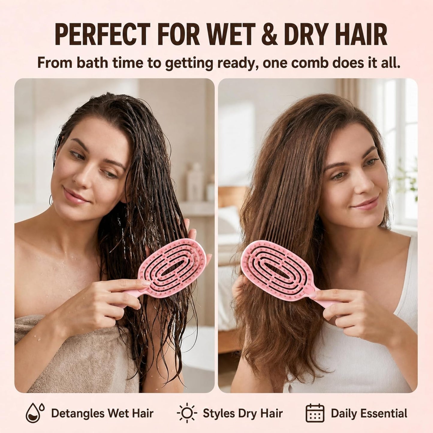Self Cleaning Hair Brush Suitable for Women, Men and All Hairstyles