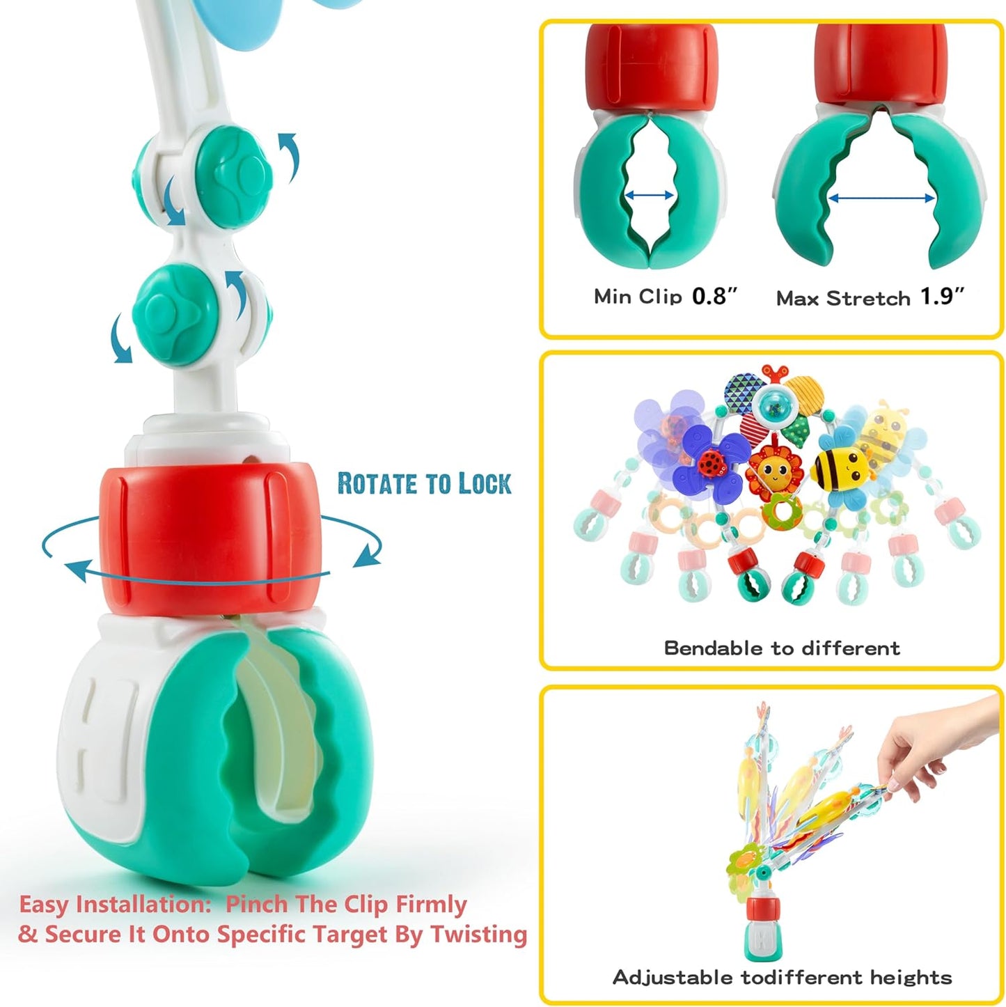 Arched Hanging Toy with Teether and Squeaker – For Strollers and Car Seats