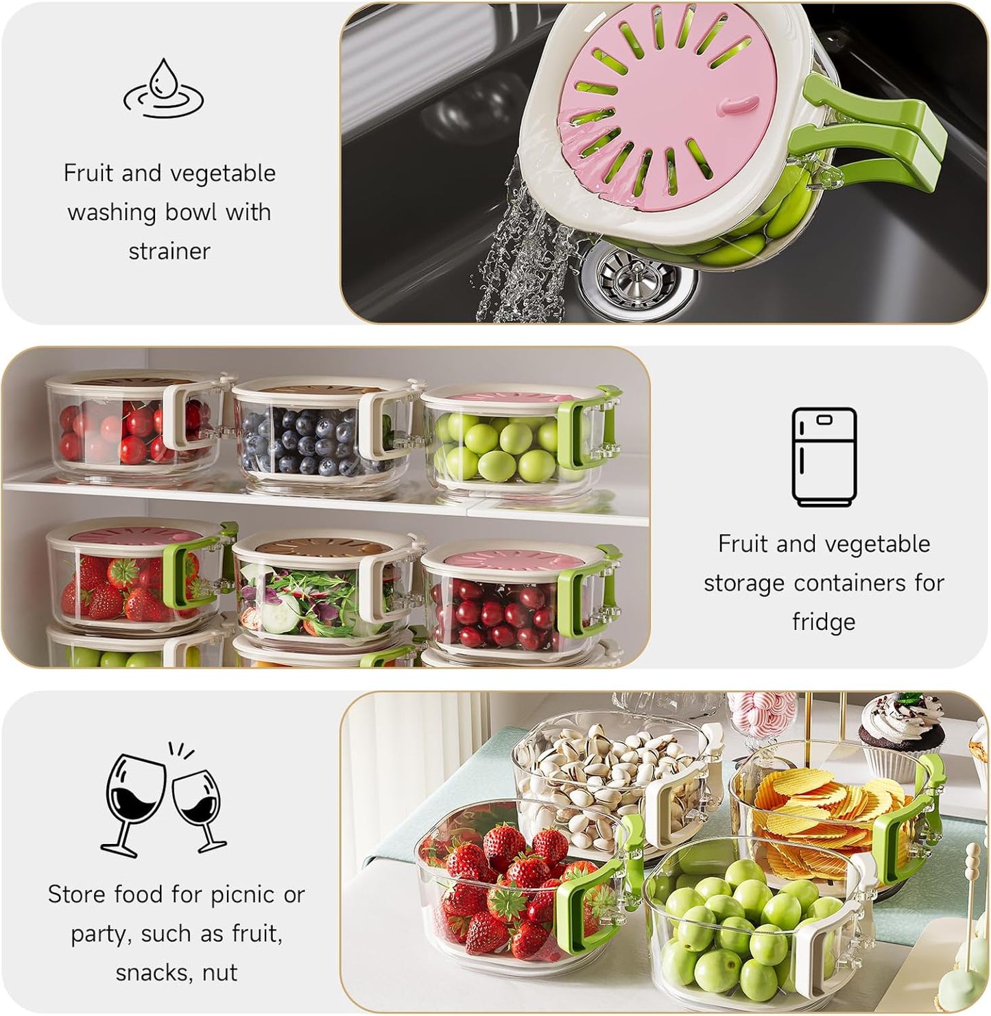 Fruit Vegetable Washing Bowl with Strainer