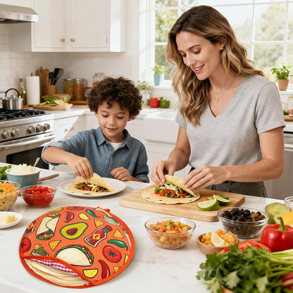 12-Inch Round Decorative Pattern Tortilla Warmer Pouch