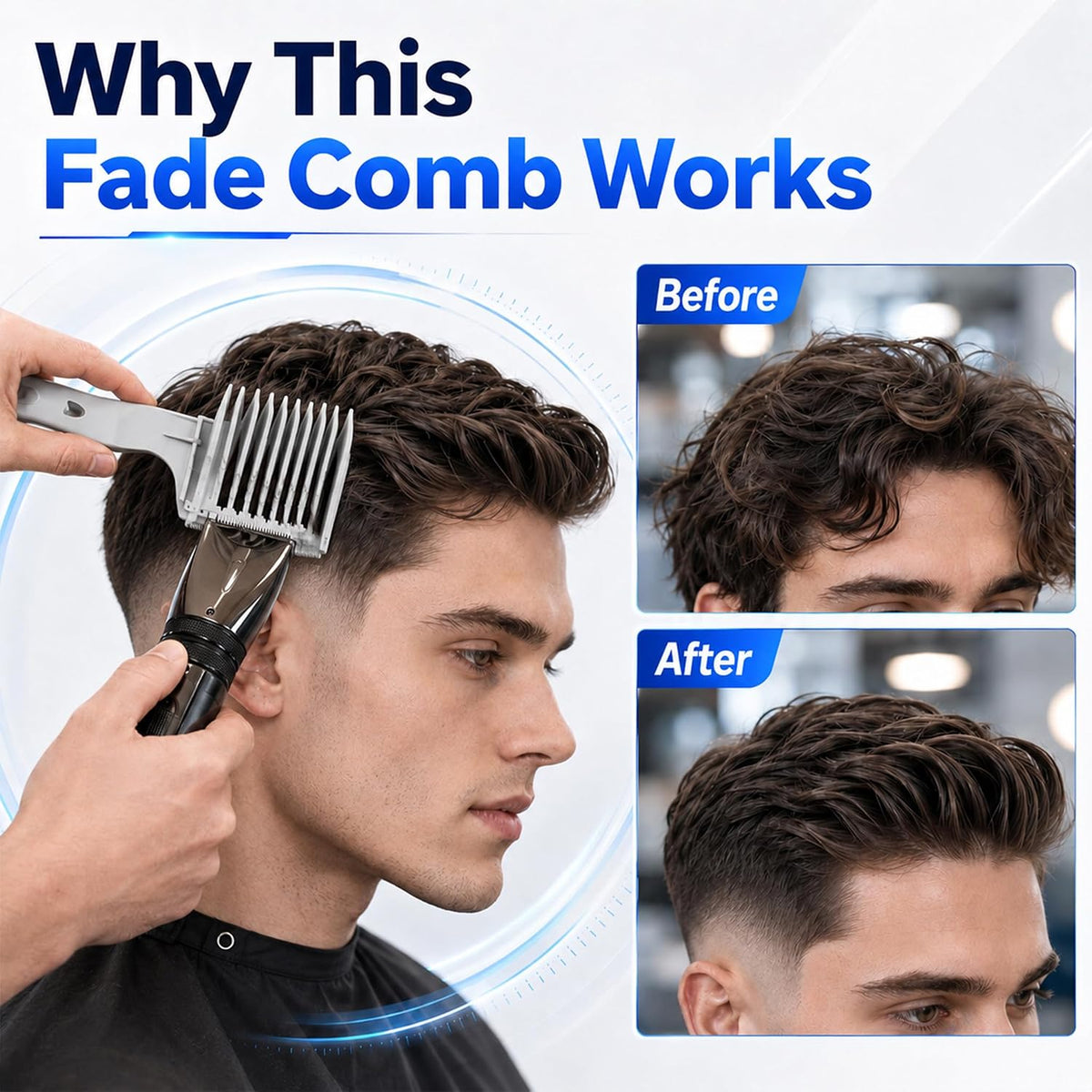 4-in-1 Detachable Fade Comb Set, Compatible with All Hair Clippers