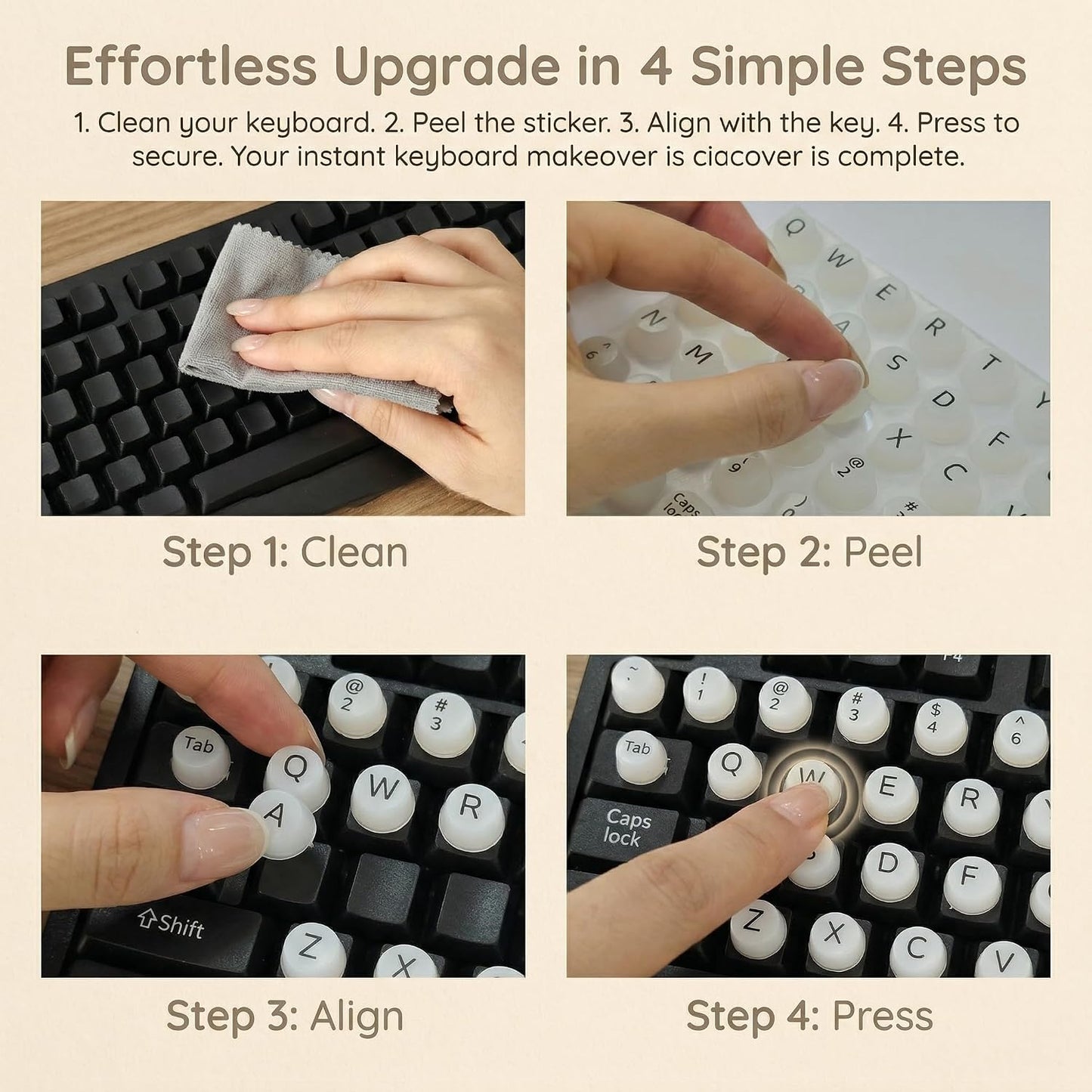 Keyboard Stickers for Long Nails