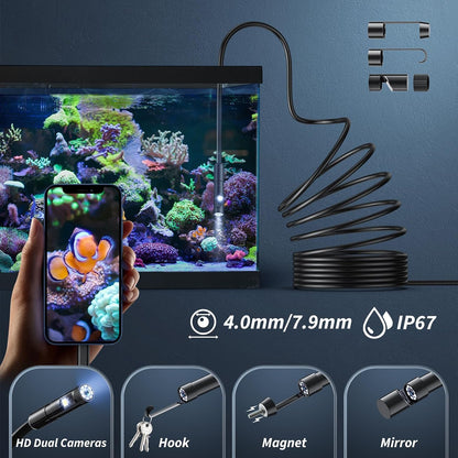 Endoscope Camera with Light, Endoscope with Semi-Rigid Snake Camera