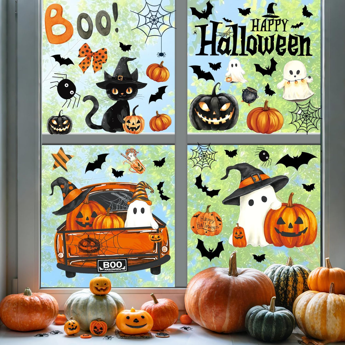 Halloween Electrostatic Decorative Stickers-6 Pcs