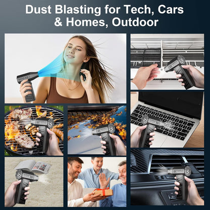 Mini Handheld Turbo Fan, 130000 RPM Rechargeable Air Duster, 4-Gear Cordless Blower for Car/Home/Outdoor/BBQ