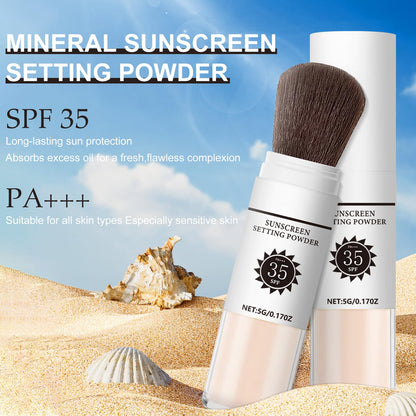 Sunscreen Setting Powder SPF 35, Mineral Brush Powder for Face & Scalp