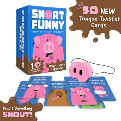 Hilarious Try Not to Laugh Party Game with 5 Pig Noses & 150 Challenge Cards