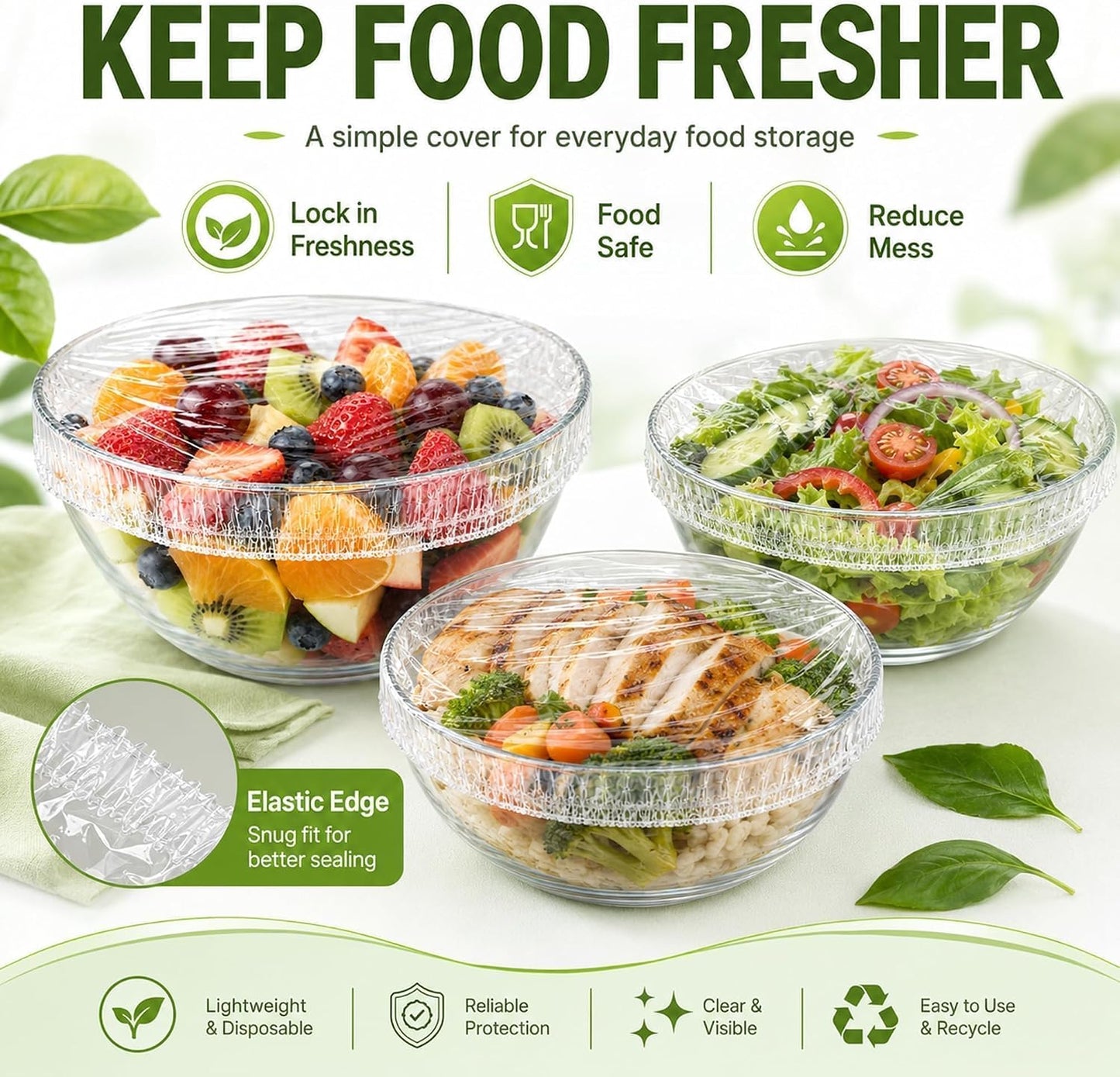 Food-Grade Elastic Bowl Covers—Fresh-Keeping Covers For Storing Leftovers And Picnics