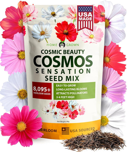 8000 Count Cosmos Flower Seeds Set - Natural Seeds Flowers, Ideal for Gardens