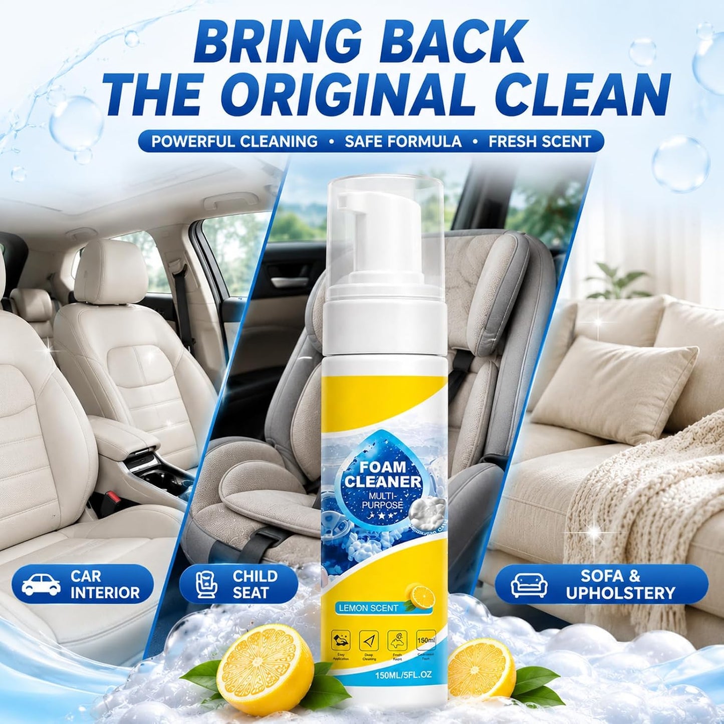 Multi-Enzyme Foam Cleaner Set, Multipurpose Car Interior Foam Cleaners