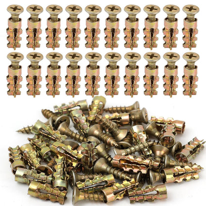 50 Pcs Self-Drilling, Self-Tapping Metal Expansion Anchors and Fasteners—Suitable for Wood, Drywall, and Concrete