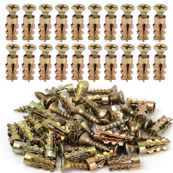 50 Pcs Self-Drilling, Self-Tapping Metal Expansion Anchors and Fasteners—Suitable for Wood, Drywall, and Concrete