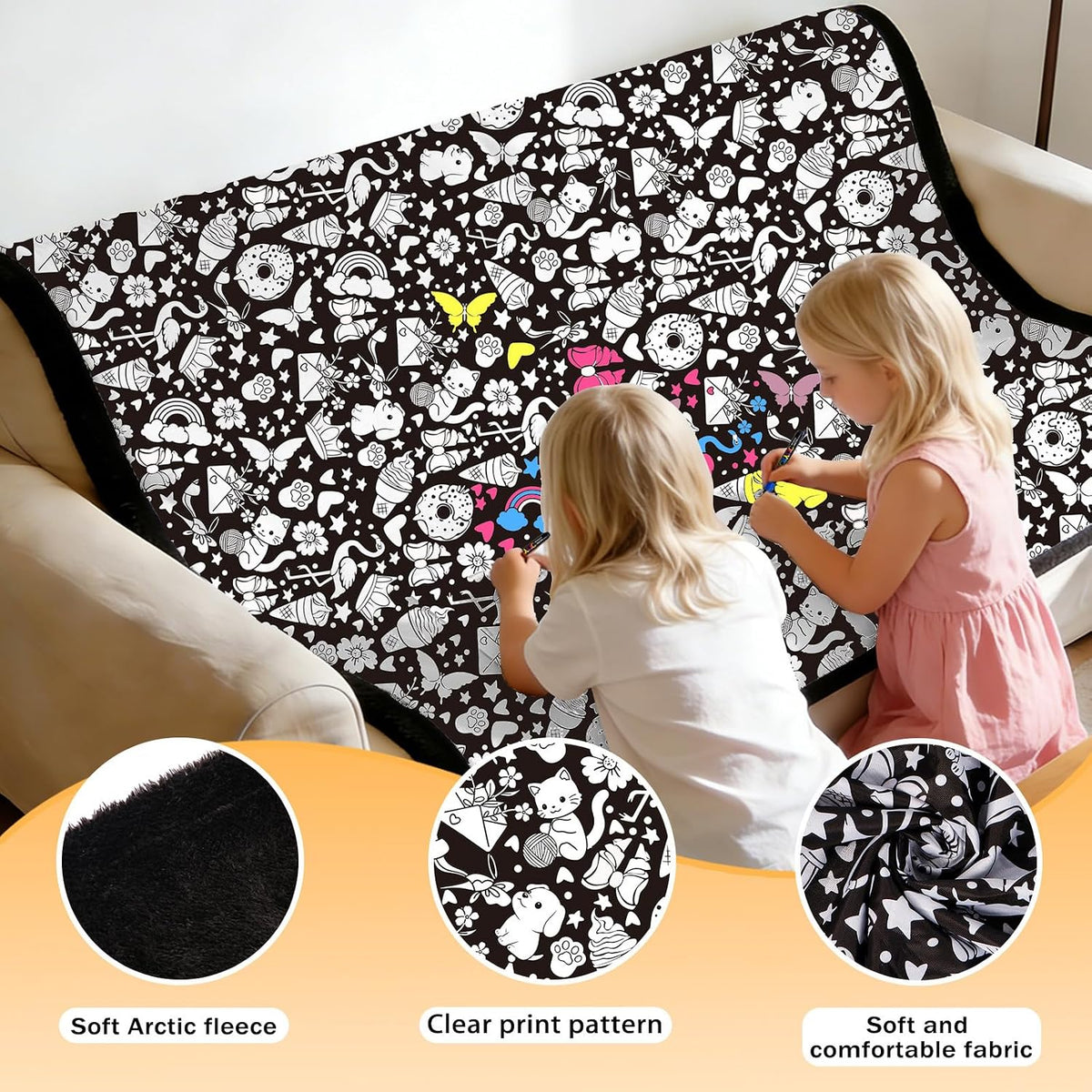 Halloween DIY Coloring Mat 70x100 - Includes 24 Washable Markers