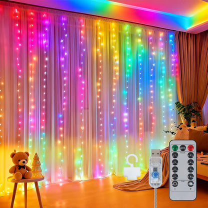 300LED Fairy Curtain Lights 9.8ft x 9.8ft for Bedroom Backdrop Wedding