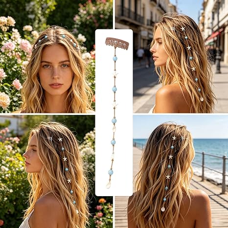 Seaside-Style Shell Chain Hair Clip—An Accessory for Long Hair