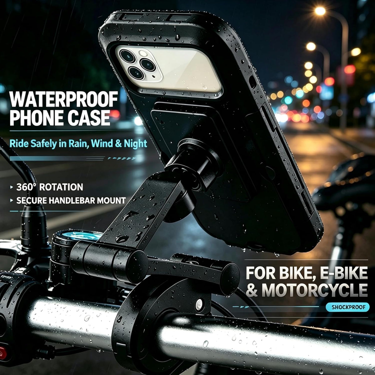 Waterproof and Shockproof Motorcycle Bike Phone Mount