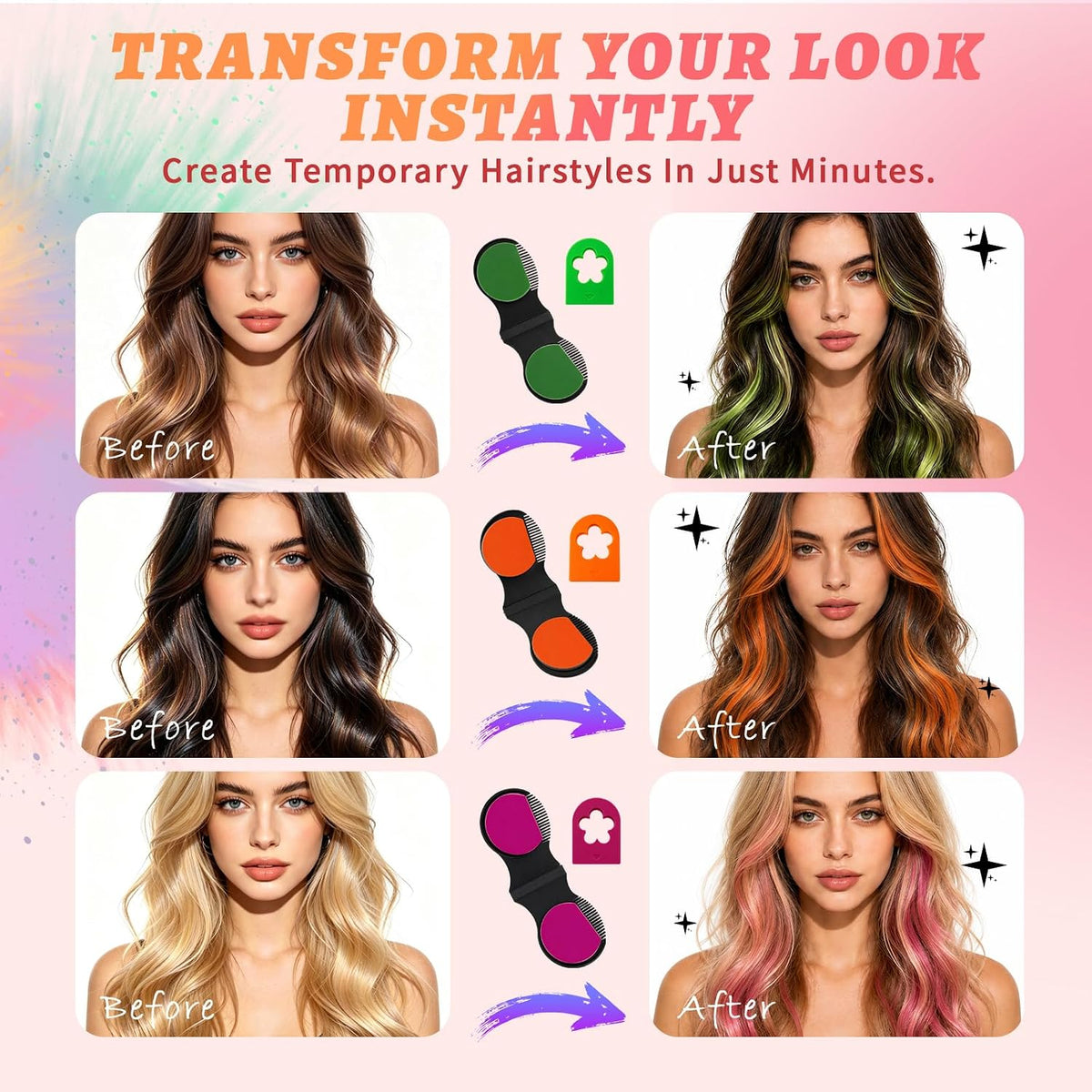 10 Color Of Hair Dye Powder - Washable Temporary Hair Dye
