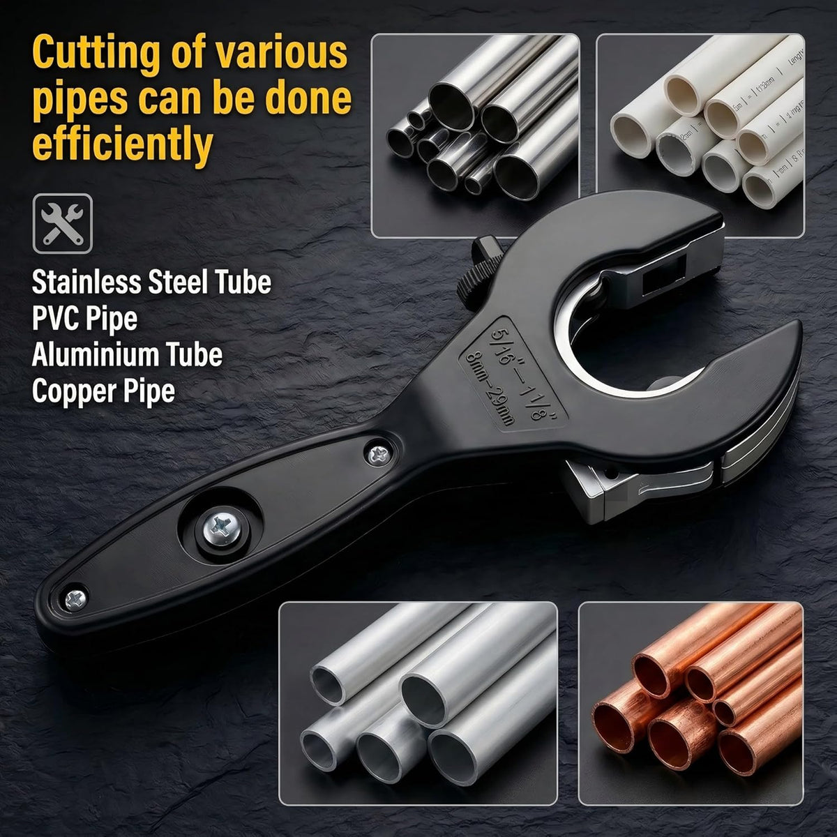 Ratchet-Type Pipe Cutter - One-Handed Pipe Cutting Tool
