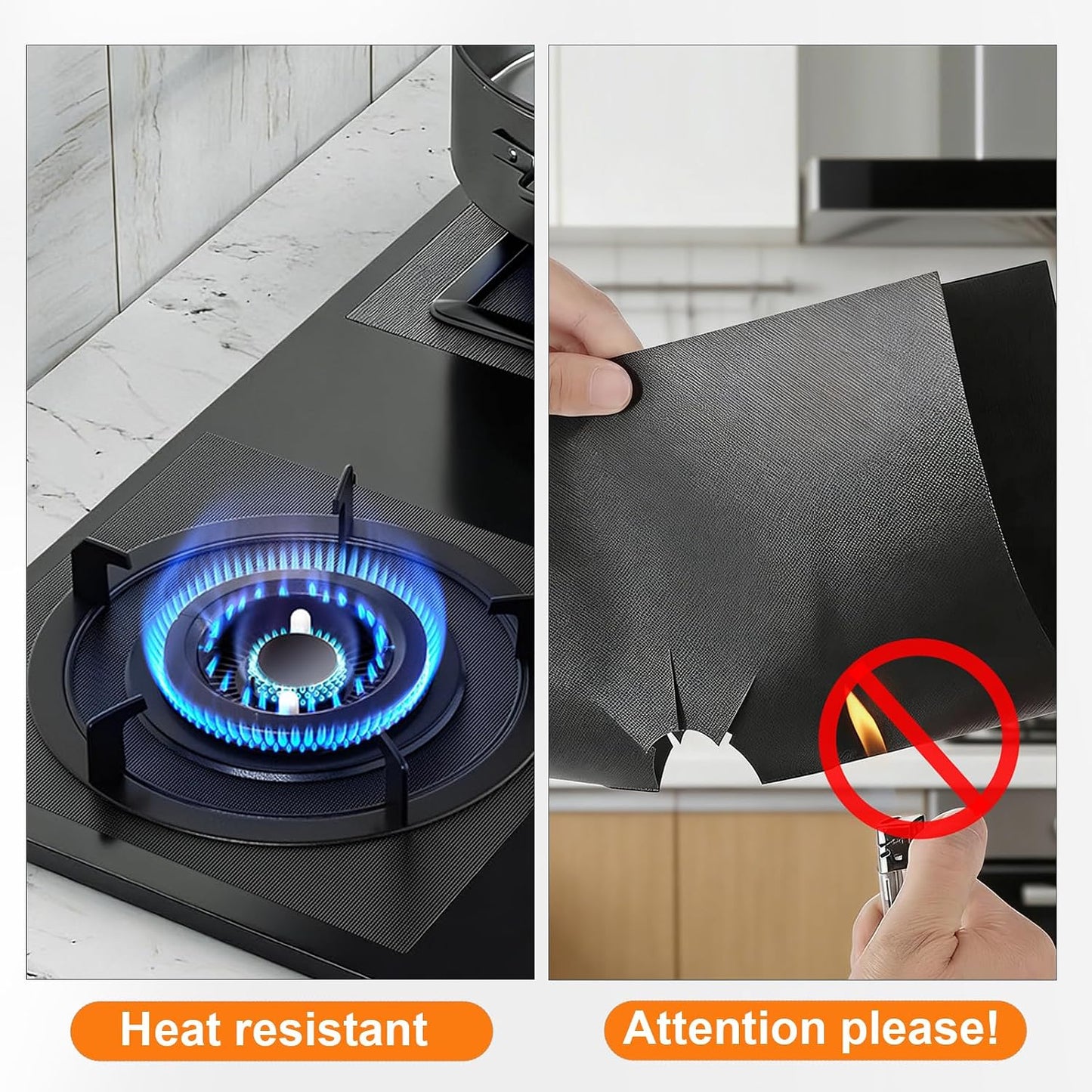 4 Pack Gas Stove Burner Covers — Thick, Non-Stick, Reusable Stove Liners