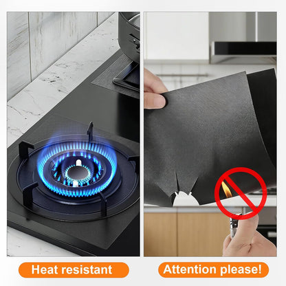 4 Pack Gas Stove Burner Covers — Thick, Non-Stick, Reusable Stove Liners