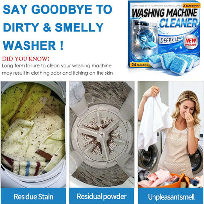 Washing Machine Cleaner Descaler 12 Pack - Septic Safe Eco-Friendly Deodorizer