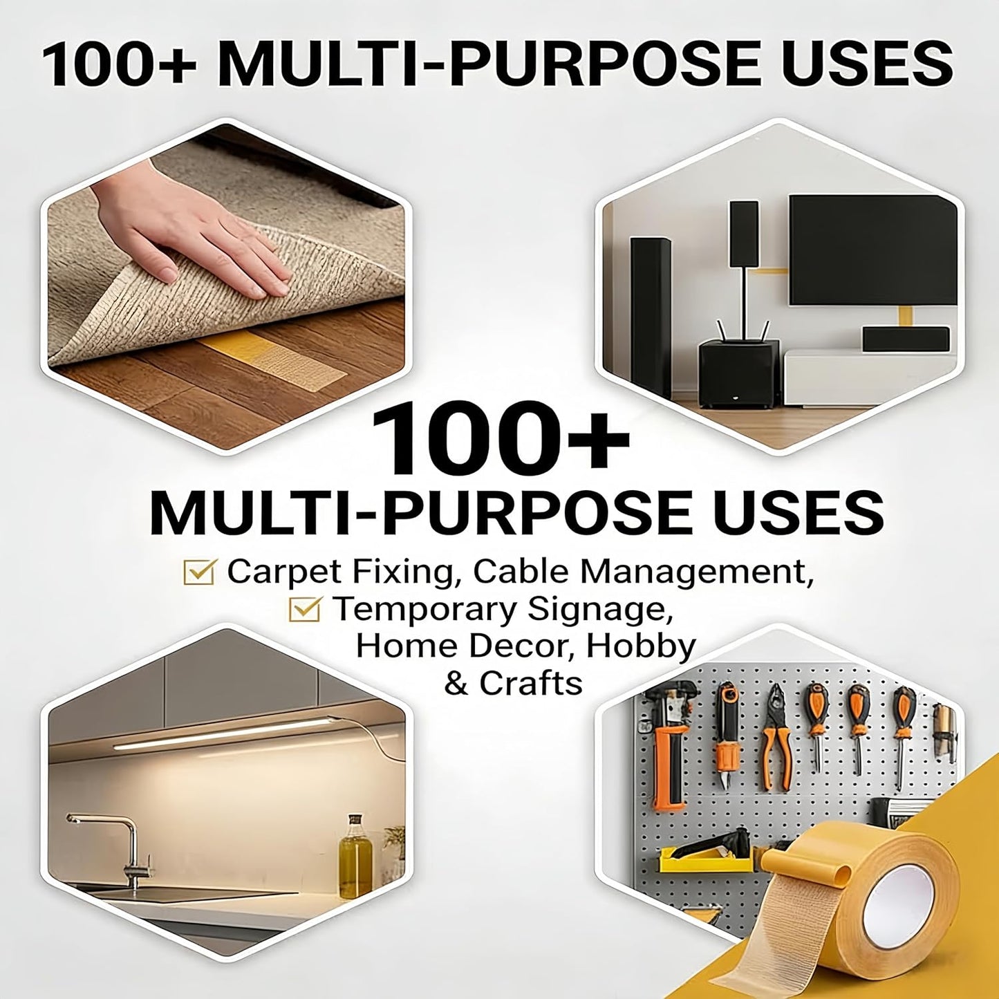 Heavy-duty Mesh Double-sided Tape—Removes Without Leaving a Trace