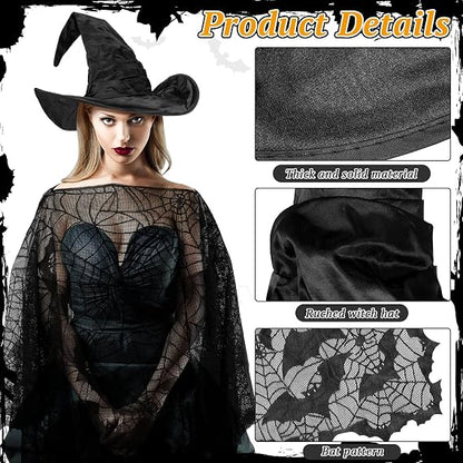Black Magic Spider Web Bat Cloak - Halloween Cosplay Shawl