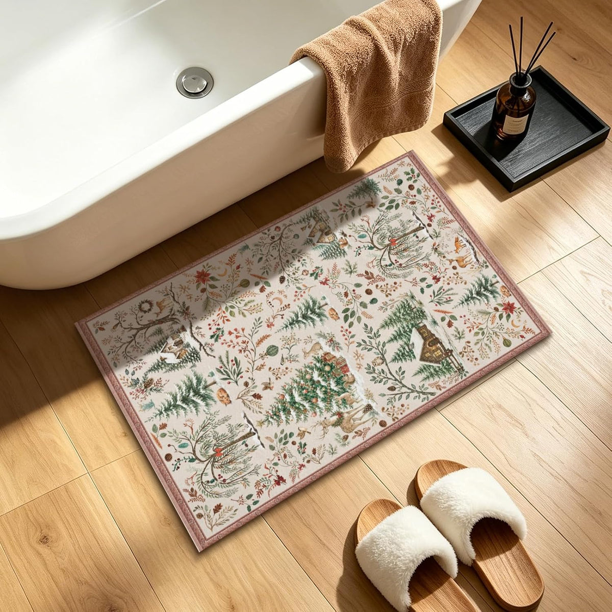 Christmas-themed Rug - Machine Washable, Non-Slip
