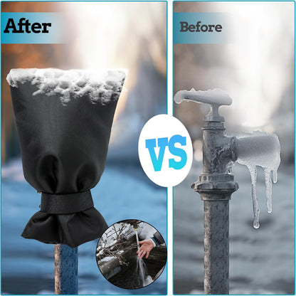 8-Pcs Outdoor Faucet Cover Set, Thick Heat Barrier with Strap
