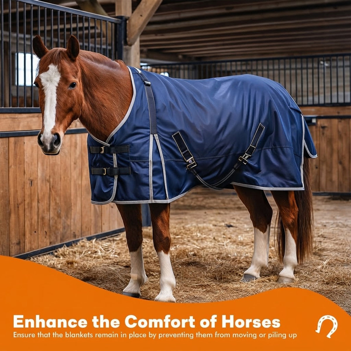 2 PCS Adjustable Elastic Horse Blanket Straps