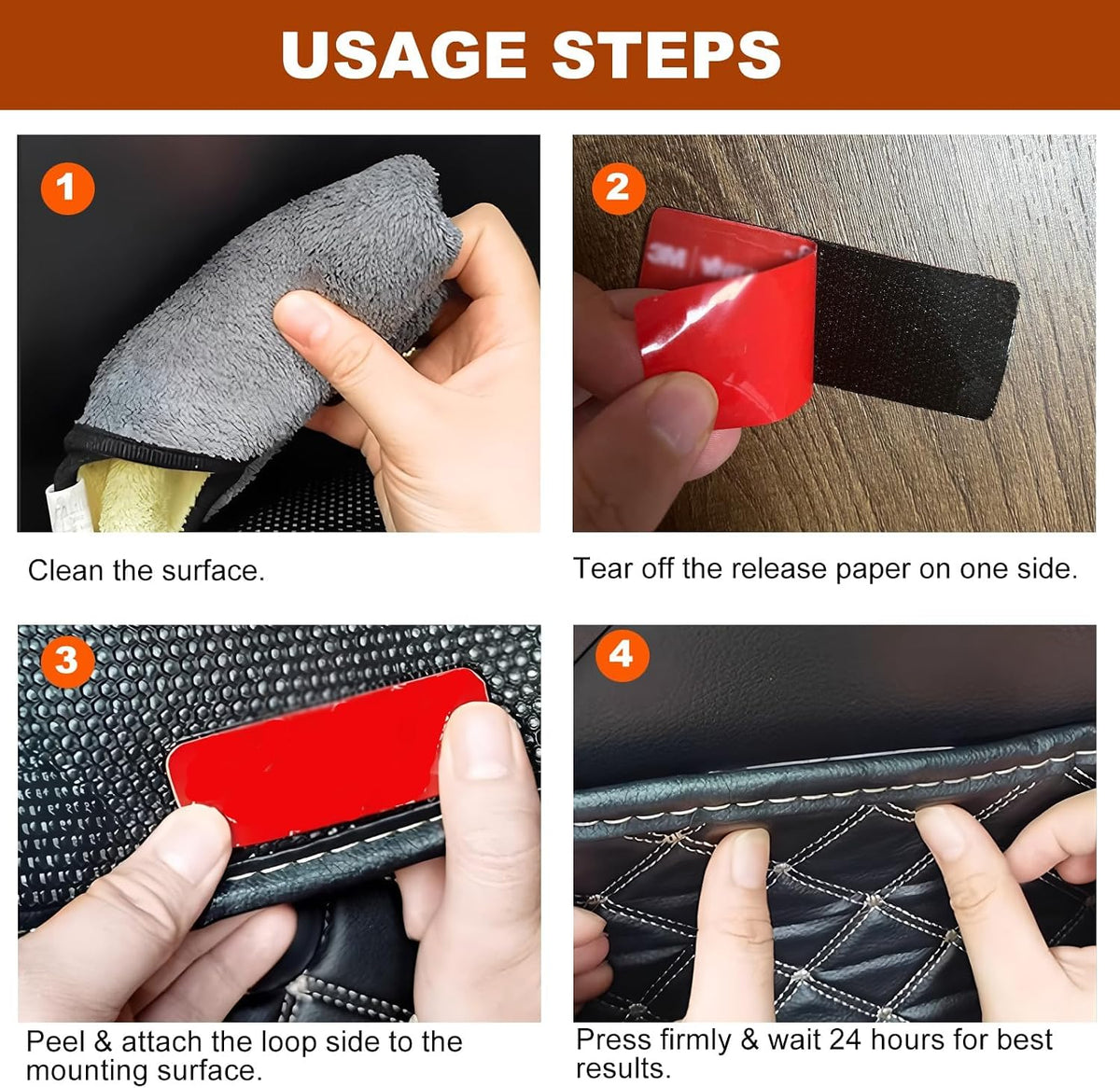 Heavy Duty Hook and Loop Strips with Adhesive-10 Pcs