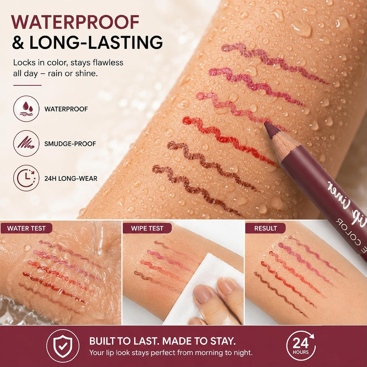 12Pcs Matte Lip Liner With Sharpener Set Waterproof Smudgeproof