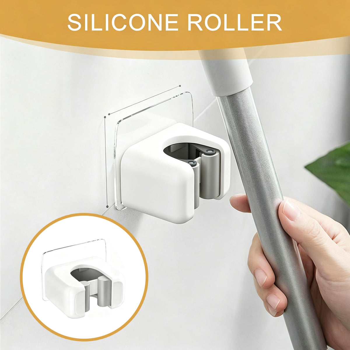 4 Pack / Set Wall-Mounted Self-Adhesive Broom Holder—No-Drill Storage Hook