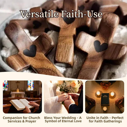 5 Pcs Mini Walnut Cross Set - Handmade - Christian Symbol