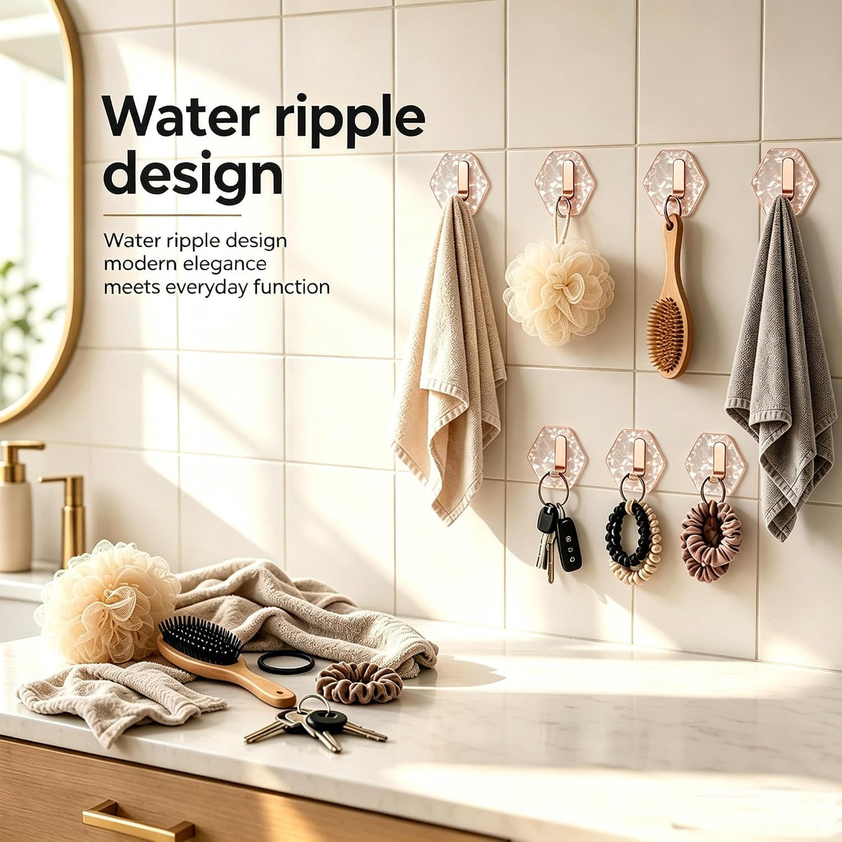 Heavy-Duty Self-Adhesive Hexagonal Ripple Hooks, 10-Pack